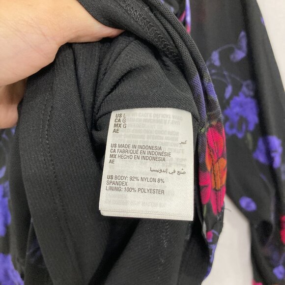 New INC International Concepts Large Dark Floral Printed Mesh Surplice Top - Picture 10 of 12